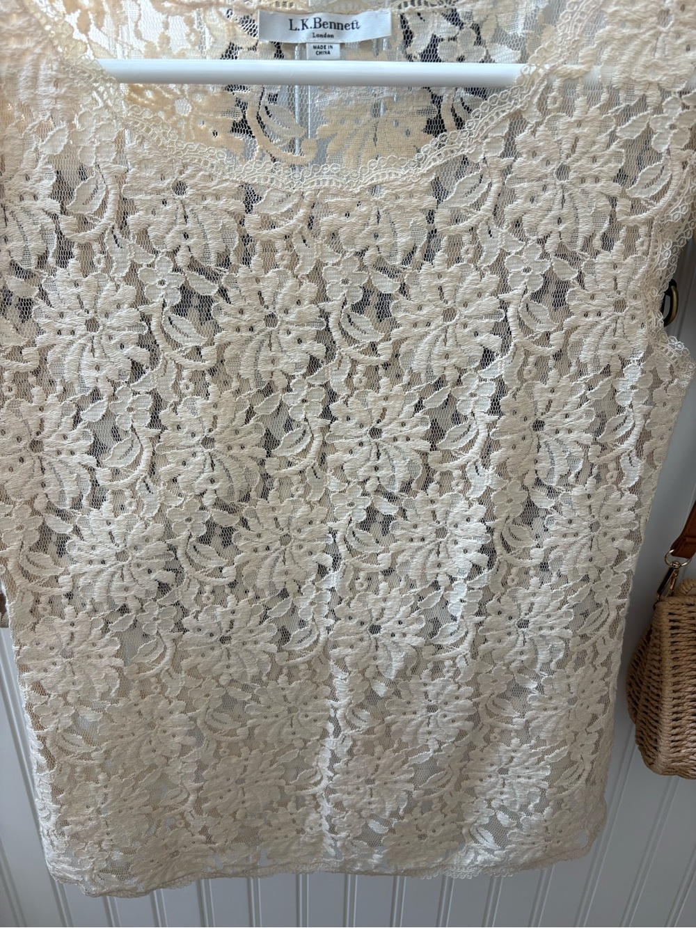 L.K. Bennett Cream Sheer Lace Tank Top